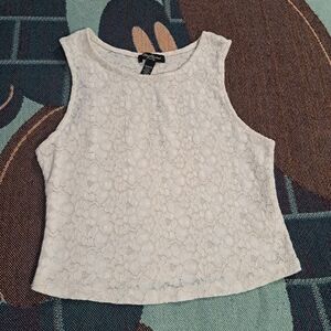 🌈COTTON FLORAL LACE CROP TOP-M